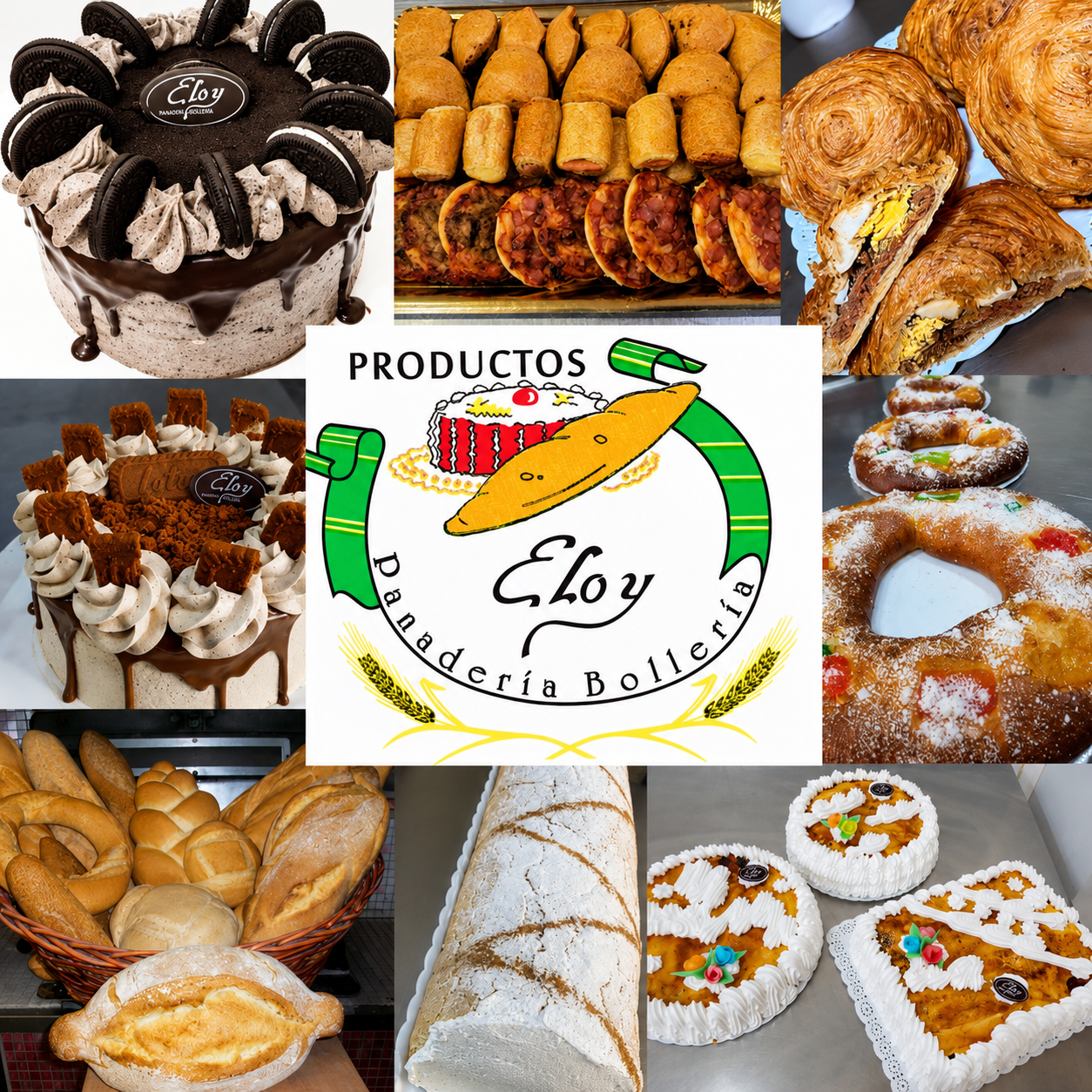 Selección de productos artesanos de la panadería y confitería Productos Eloy